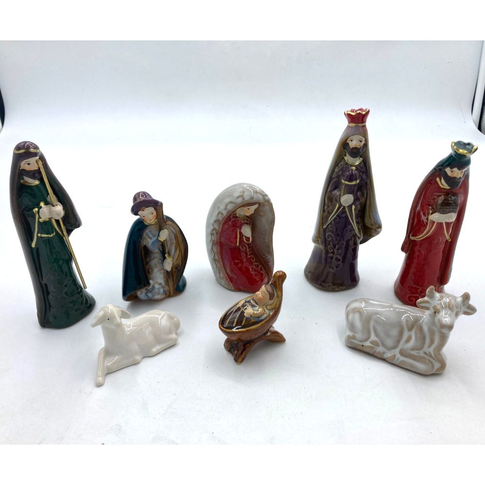 Creative Co-Op Ceramic Nativity Scene, Replacement Pieces, Mary‎ Baby Jesus 8 pc
